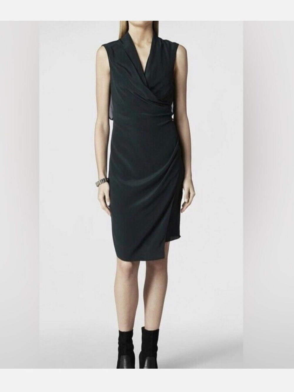 AllSaints 100% Silk Sleeveless Draped Dress